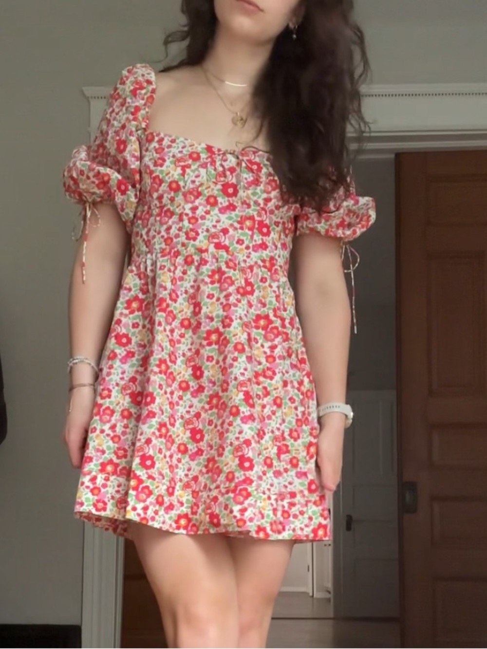 For Love & Lemons Pink Floral Print Dress